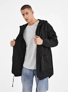 HADLEY M Manfinity Homme Áo khoác Nam Dây kéo Túi màu trơn Giải trí - màu đen - Xem 1