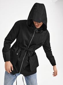 HADLEY M Manfinity Homme Áo khoác Nam Dây kéo Túi màu trơn Giải trí - màu đen - Xem 6