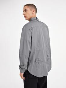 HADLEY M Men Button Front Patch Pocket Shirt - Grey - View 2