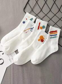 5 đôi Vớ thủy thủ đoàn thời trang họa tiết cho nữ, cho cuộc sống hàng ngày - trắng - Xem 1