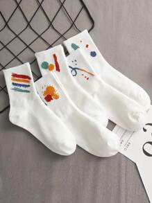 5 đôi Vớ thủy thủ đoàn thời trang họa tiết cho nữ, cho cuộc sống hàng ngày - trắng - Xem 2