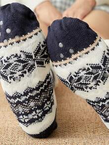 Christmas Heart & Elk Pattern Crew Socks - Multicolor - View 3