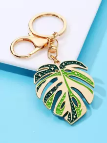 熱帶印花葉子墜飾鑰匙圈 - 彩色 - 查看 2