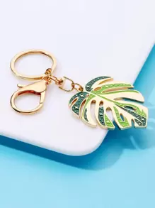 熱帶印花葉子墜飾鑰匙圈 - 彩色 - 查看 3