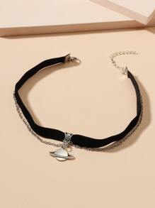 Planet Charm Layered Choker - Black - View 2