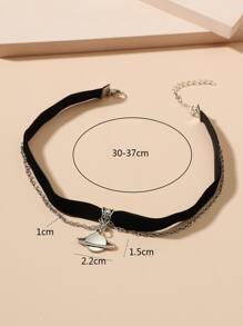 Planet Charm Layered Choker - Black - View 3