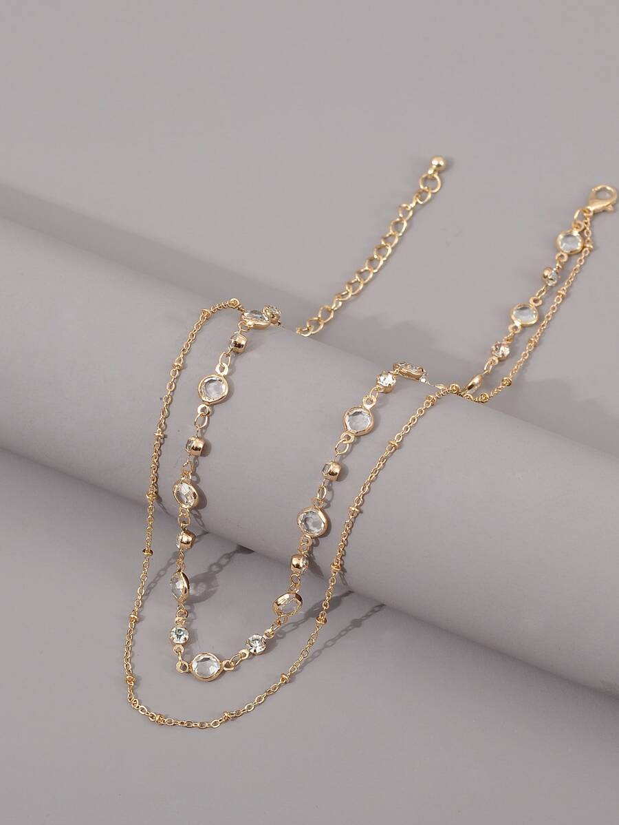 Rhinestone trang trí lớp vòng cổ - Vàng - Xem 1