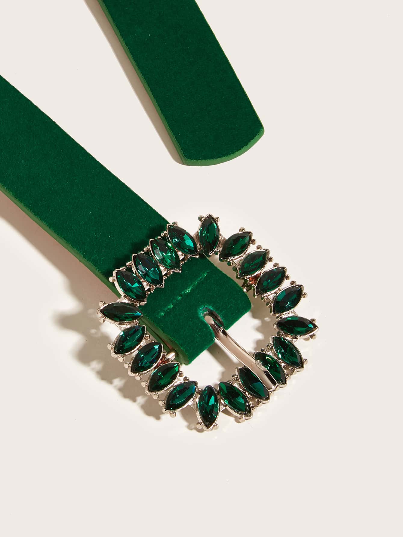 1pc Plus Size XXL Green Crystal Buckle Velvet Women's Belt, Casual Fashion Accessory To Pair With Dresses, Jeans, For Parties, Weddings, Gifts