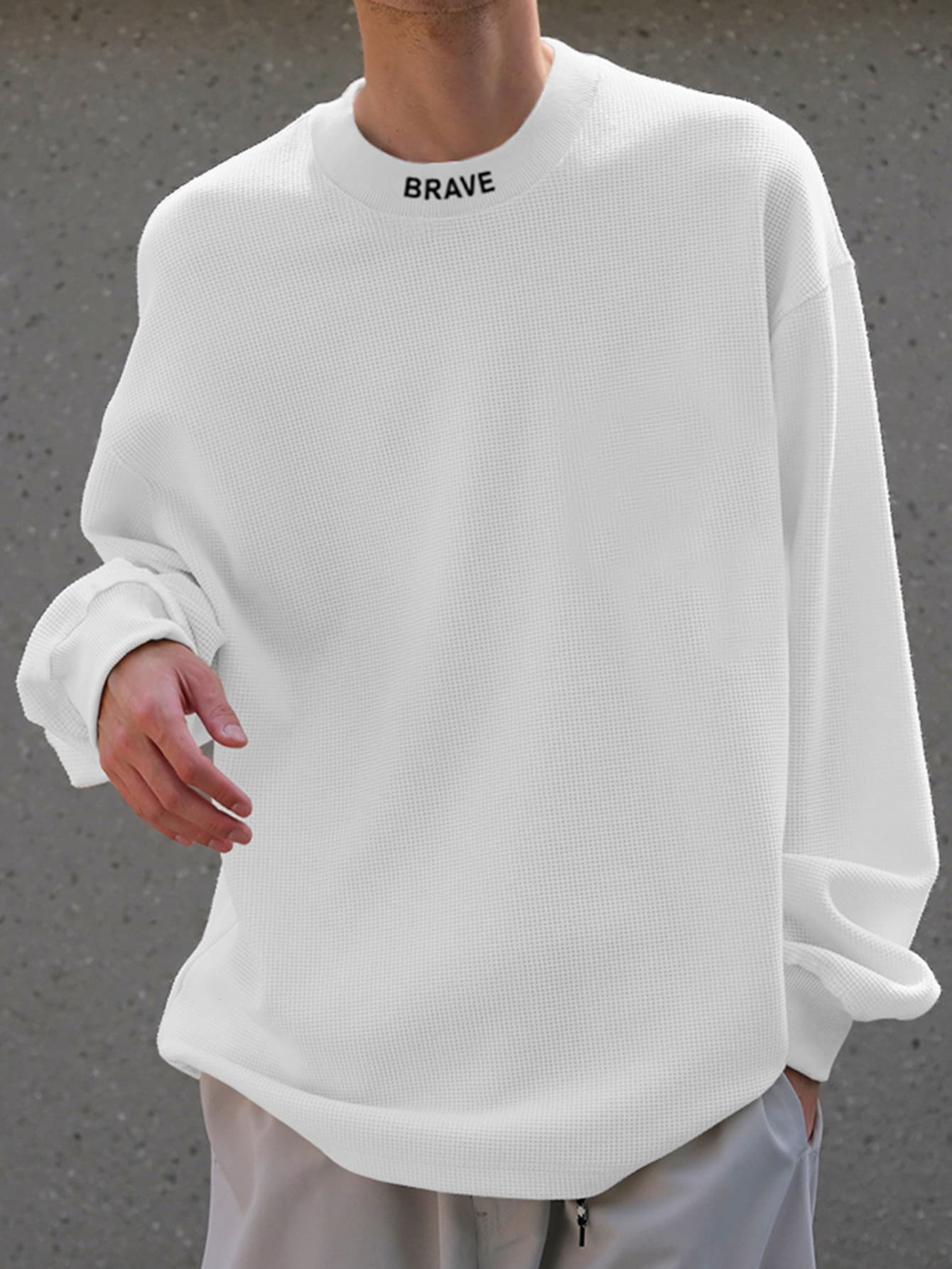 Manfinity Men Letter Graphic Drop Shoulder Oversize Sweatshirt - White - View 1