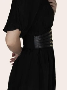 Circle Decor Wide Belt - Black - View 3