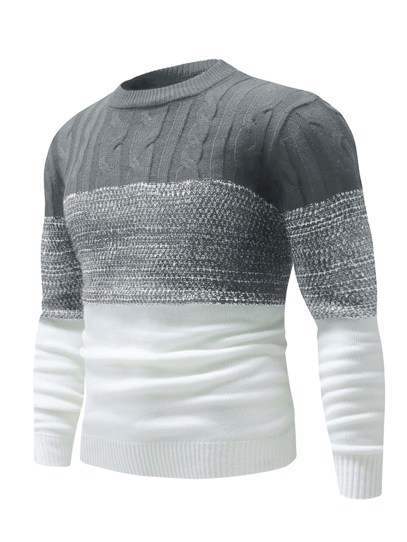 Manfinity Homme 男士撞色麻花編織套頭毛衣 - 彩色 - 查看 1