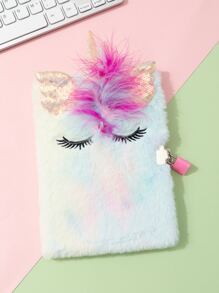 1pc Unicorn Design Plush Notebook - Nhiều màu - Xem 1