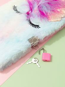 1pc Unicorn Design Plush Notebook - Nhiều màu - Xem 2
