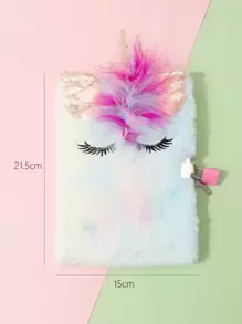1pc Unicorn Design Plush Notebook - Nhiều màu - Xem 3