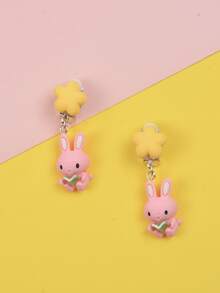 Chicas Pendientes de clip flor & con diseño de conejo - Multicolor - Ver 2