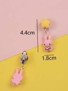 Chicas Pendientes de clip flor & con diseño de conejo - Multicolor - Ver 3