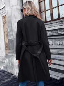 SHEIN Clasi Abrigo con botones de cuello con solapa con cinturón