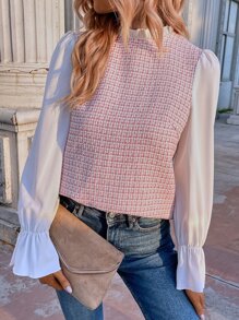 Chiquease Frill Neck Flounce Sleeve 2 In 1 Blouse - Multicolor - View 3