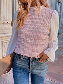 Chiquease Frill Neck Flounce Sleeve 2 In 1 Blouse - Multicolor - View 4