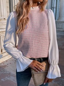 Chiquease Frill Neck Flounce Sleeve 2 In 1 Blouse - Multicolor - View 5