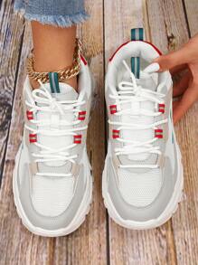 Color Block Lace-up Front Chunky Sneakers - Multicolor - View 2