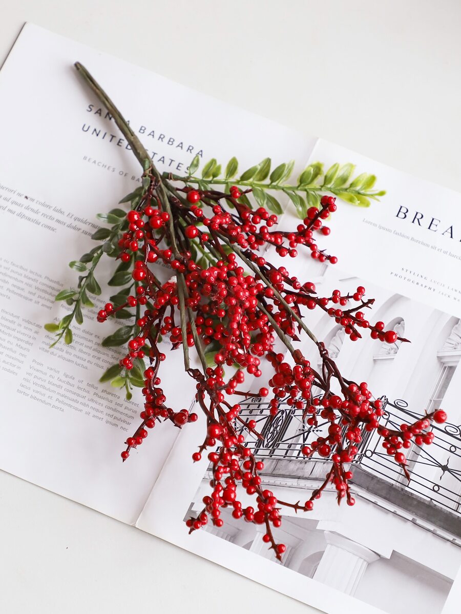 1 Bundle Christmas Pearl Berry For Diy Wreath & Tree Ornaments/red