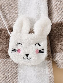 小女童大格紋毛絨帽衫洋裝和包