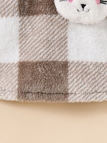 小女童大格紋毛絨帽衫洋裝和包