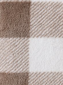 小女童大格紋毛絨帽衫洋裝和包