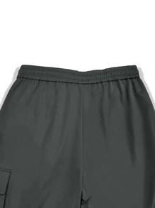 Manfinity EMRG Men Flap Pocket Side Drawstring Waist Cargo Trousers - Dark Grey - View 8