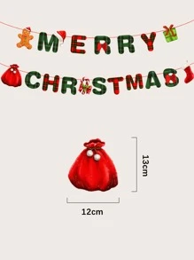 2pcs Christmas Gingerbread Man & Slogan Graphic Pull Flag - Multicolor - View 3