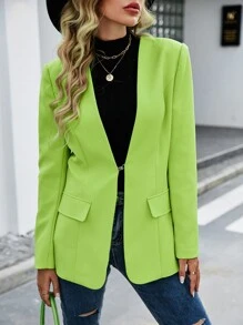 Blazer neón con diseño de solapa - Verde Lima - Ver 1