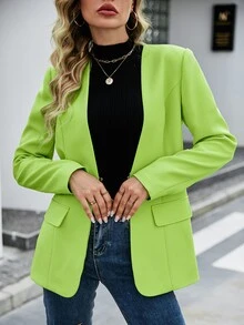 Blazer neón con diseño de solapa - Verde Lima - Ver 4