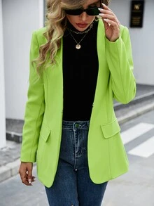 Blazer neón con diseño de solapa - Verde Lima - Ver 5