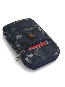 GAOLEMA Hombres Riñonera con patrón de camuflaje con diseño de parche de letra - azul real - Ver 4