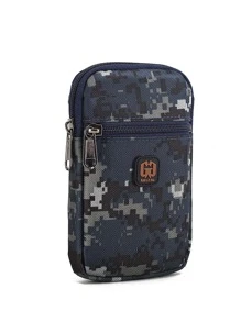 GAOLEMA Hombres Riñonera con patrón de camuflaje con diseño de parche de letra - azul real - Ver 5