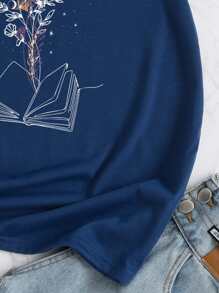 INAWLY Floral And Galaxy Print Tee - Blue - View 6