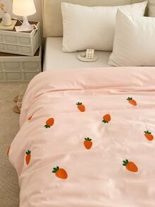 Carrot Embroidered Duvet Cover Without Filler - Pink - View 5