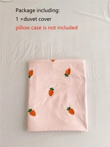 Carrot Embroidered Duvet Cover Without Filler - Pink - View 6