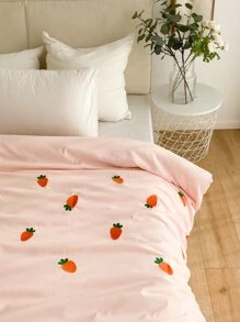 Carrot Embroidered Duvet Cover Without Filler - Pink - View 7