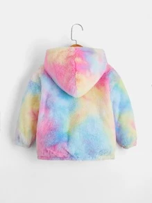 SHEIN 學步女孩1入組雙種紮染連帽絨毛外套
