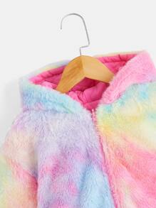 SHEIN 學步女孩1入組雙種紮染連帽絨毛外套