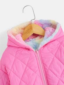 SHEIN 學步女孩1入組雙種紮染連帽絨毛外套