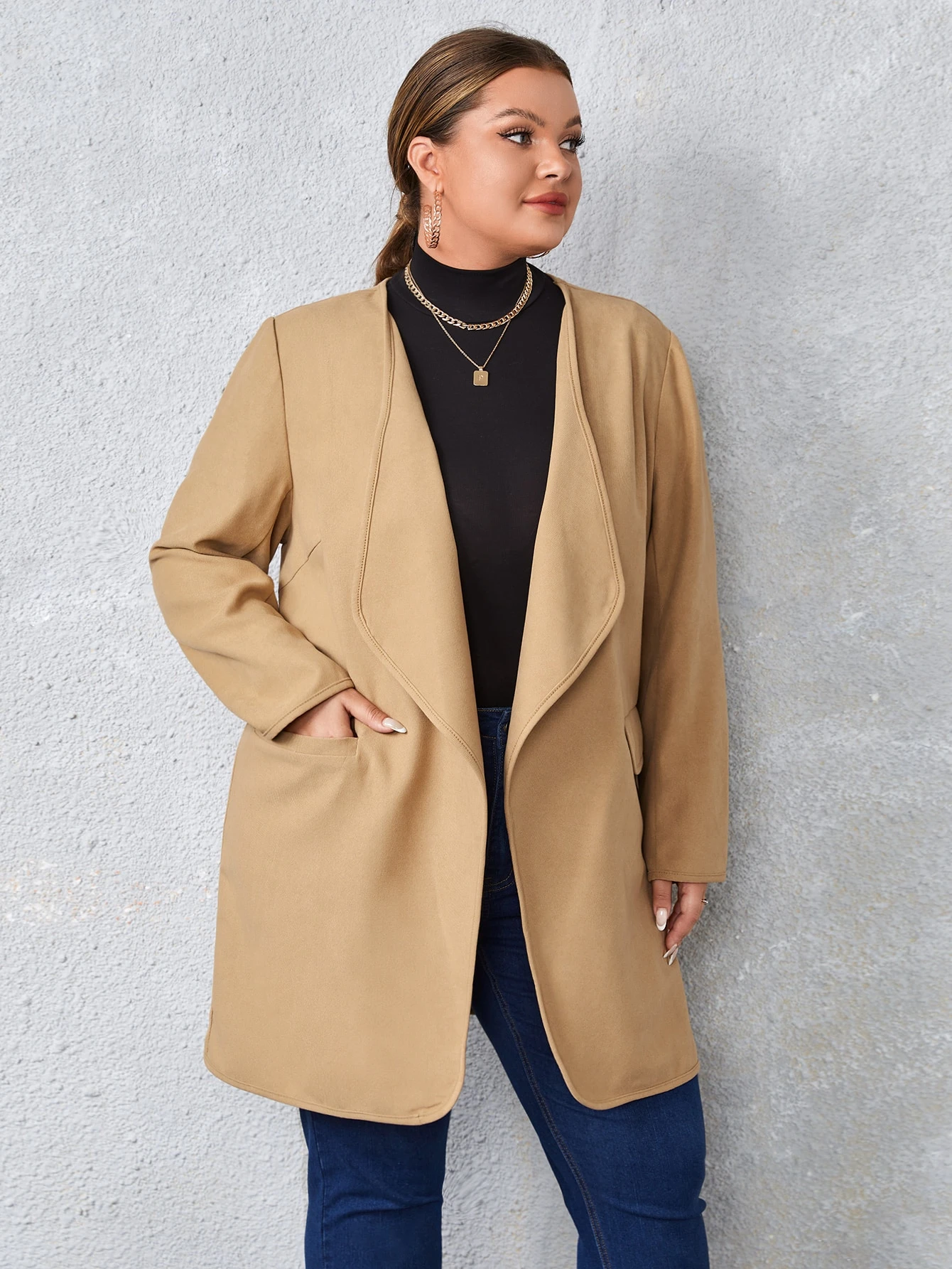 plus size open front coat