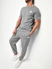 Manfinity VCAY Men Patch Detail Tee & Joggers - Grey - View 1