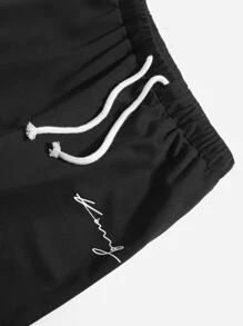 SHEIN Leap Crew 青少年男孩字母圖形連帽衛衣和運動長褲 - 黑色 - 查看 4