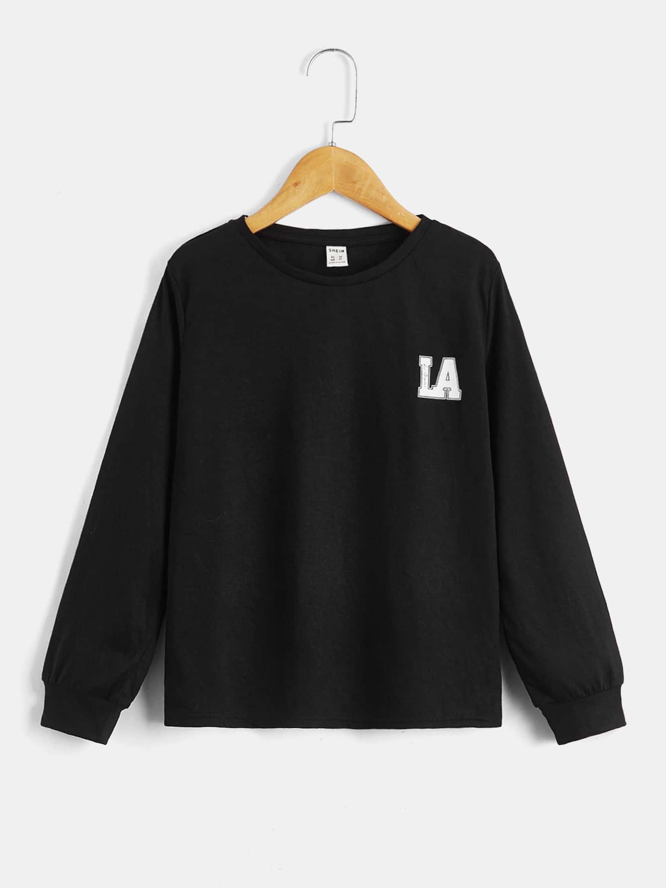 SHEIN Tween Boy Letter Print T-Shirt, Simple And Comfortable Casual Wear For Spring And Autumn - Black - View 1