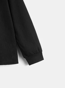 SHEIN Tween Boy Letter Print T-Shirt, Simple And Comfortable Casual Wear For Spring And Autumn - Black - View 4