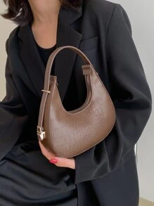 Impermeable, liviano, informal de negocios Bolso hobo de moda de color sólido Bolso con asa superior en relieve de cocodrilo Monederos con estilo en forma de media luna Mini bolso en relieve de cocodrilo para niñas adolescentes, mujeres, estudiantes universitarios, novatos y trabajadores de cuello blanco Perfecto para oficina, universidad, trabajo, negocios, viajes diarios, al aire libre, Viajes, Salidas