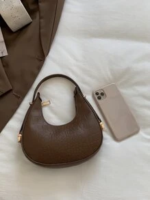 Impermeable, liviano, informal de negocios Bolso hobo de moda de color sólido Bolso con asa superior en relieve de cocodrilo Monederos con estilo en forma de media luna Mini bolso en relieve de cocodrilo para niñas adolescentes, mujeres, estudiantes universitarios, novatos y trabajadores de cuello blanco Perfecto para oficina, universidad, trabajo, negocios, viajes diarios, al aire libre, Viajes, Salidas
